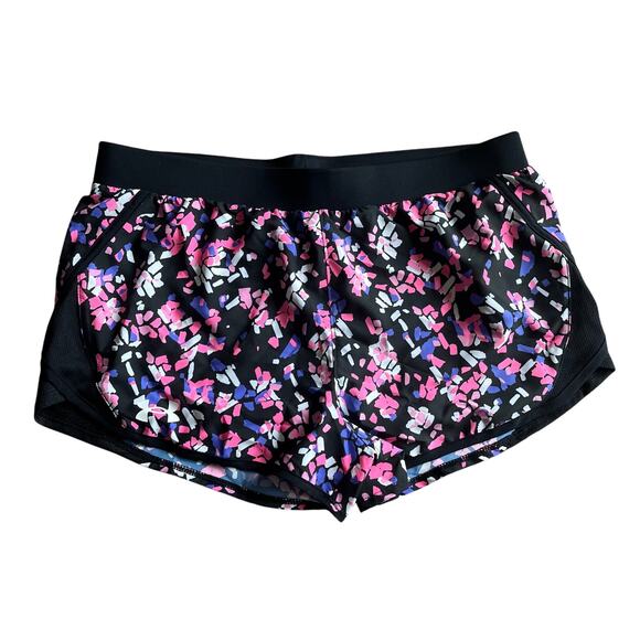 NWT! Under Armour Girl's Fly By Printed Black Shorts Size XL (18-20 Big Kid) - Picture 1 of 4